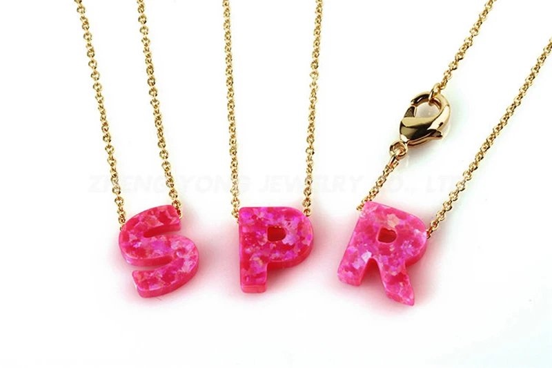 Harga Hot Sale OP55 Pink Opal Surat P Pendant Kalung Emas Warna Rantai Kalung Untuk Wanita Harga Hot Sale OP55 Pink Opal Surat P Pendant Kalung Emas Warna Rantai Kalung Untuk Wanita