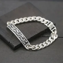 S925 стерлингового серебра Ретро тайский серебряный в стиле «панк» из стерлингового серебра браслет для мужчин и женщин