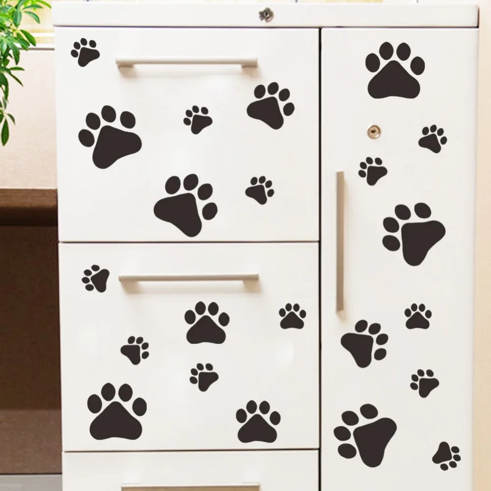Lustige hund katze pfotenabdruck poster für kinderzimmer home aufkleber wandaufkleber diy schranktür futternapf küche bowl auto