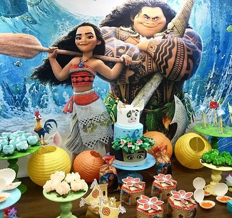 7x5ft الفينيل الكرتون Moana ماوي تصفح المحيط الهادئ البحر موجة مخصص استوديو الصور خلفية الأطفال خلفية S-2748