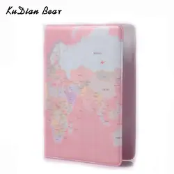 Kudian медведь карта мира паспорт Обложка на паспорт кошелек женский Обложка для паспорта защитный Pochette Passeport BIY003 PM20