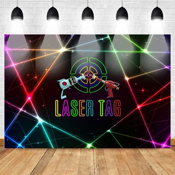 

Mehofoto Laser Tag Themed Backdrop for Photography Laser Gun Boy Birthday Cake Table Decor Background Game Theme Party Backdrop