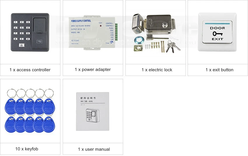 Diysecur отпечатков пальцев RFID 125 кГц пароль дверной Система контроля доступа комплект + Электрический замок