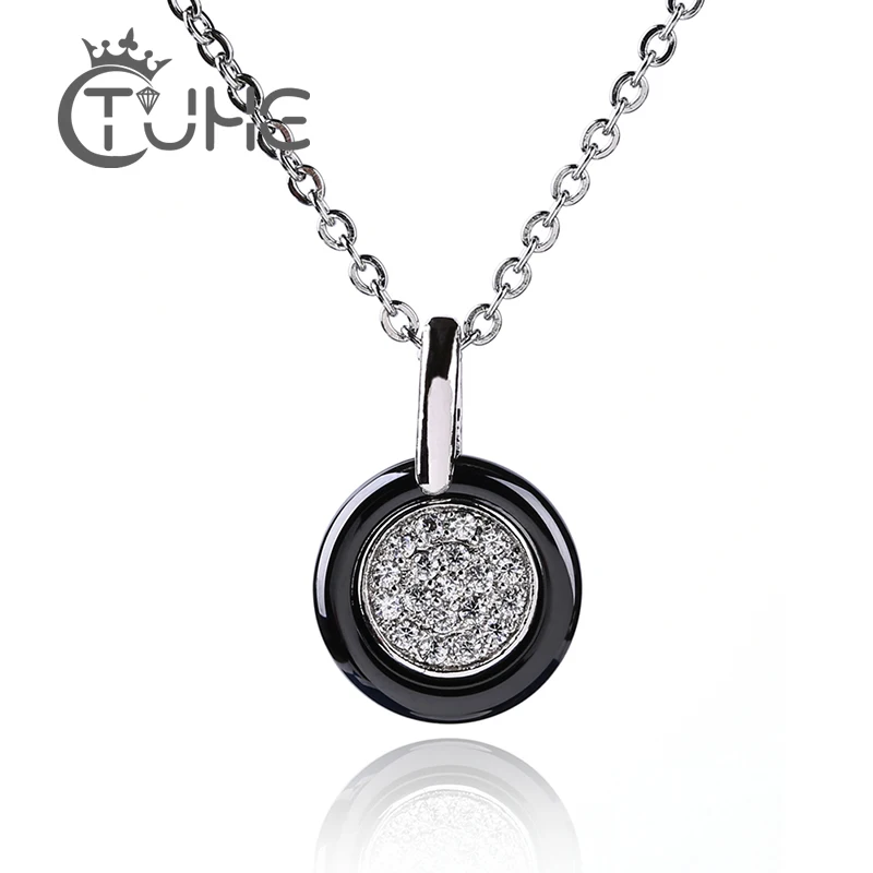 2019 Rhinestone Circle Necklaces & Pendants For Women 1.2cm Width Ceramic Necklace Jewelry Wedding Party Birthday Gift Wholesale