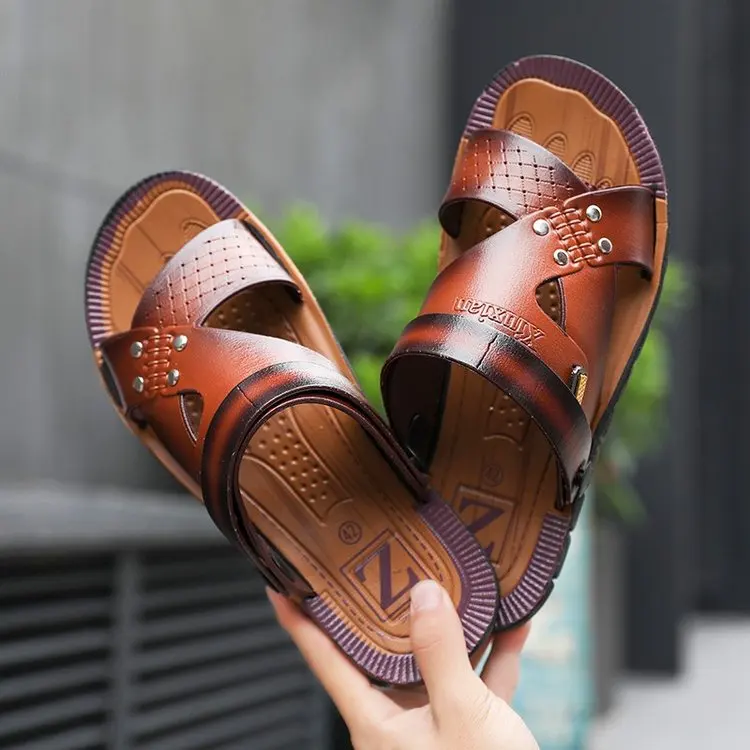 

Fashion Beach Men's Shoes PU Upper Sandals Slippers Men's Shoes Man Slippers Spring Summer Shoes Male Falt Sandals Slide Size 42