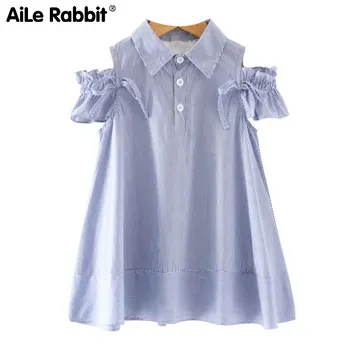 

AiLe Rabbit 2018 New Girl Striped Dress Girls Clothes Strapless Dress Fashion Design Children's Wear 3-7 Y Dress Girl Princess