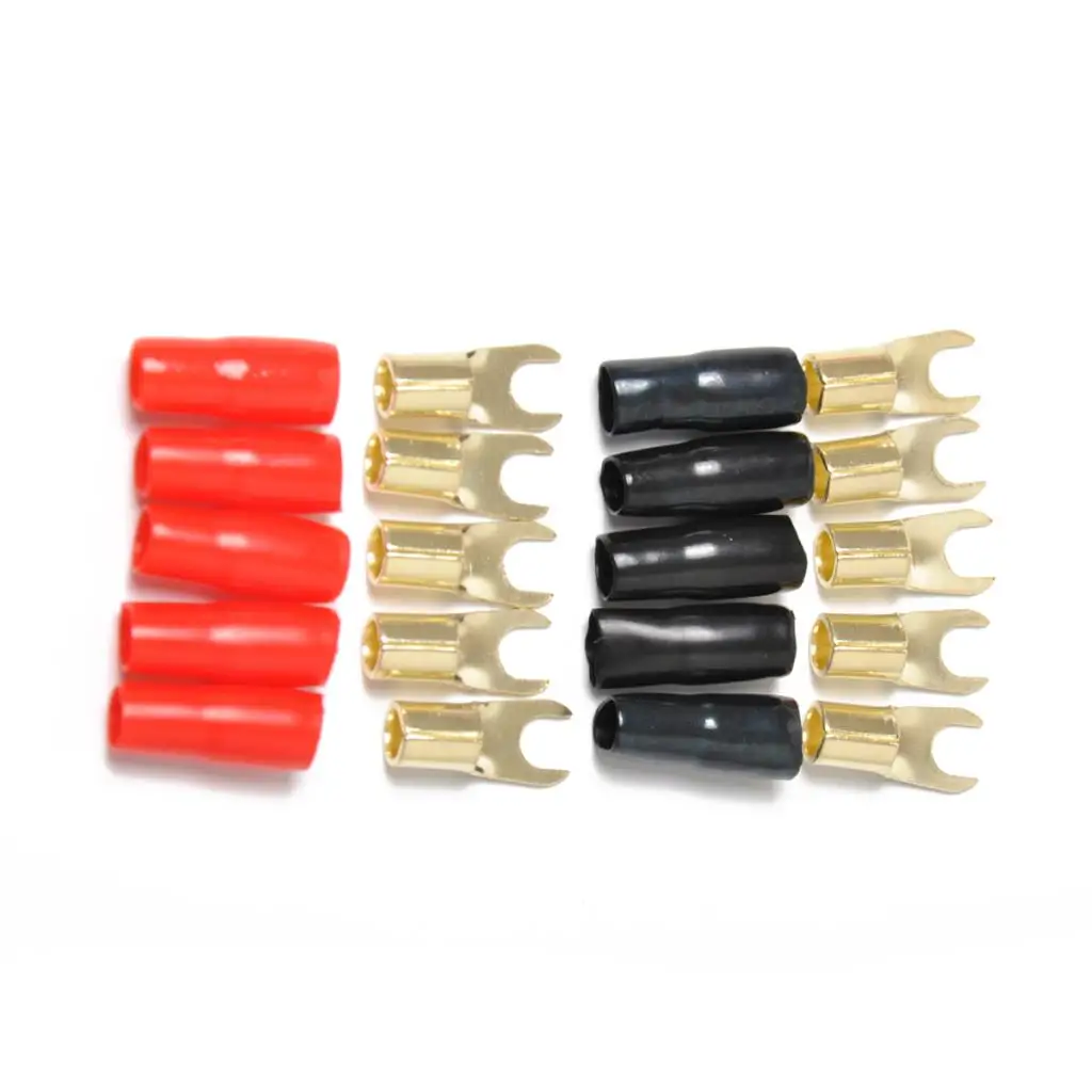 5 Pairs 8 AWG Power Ground Wire Connectors Assortment Crimp Fork Terminals