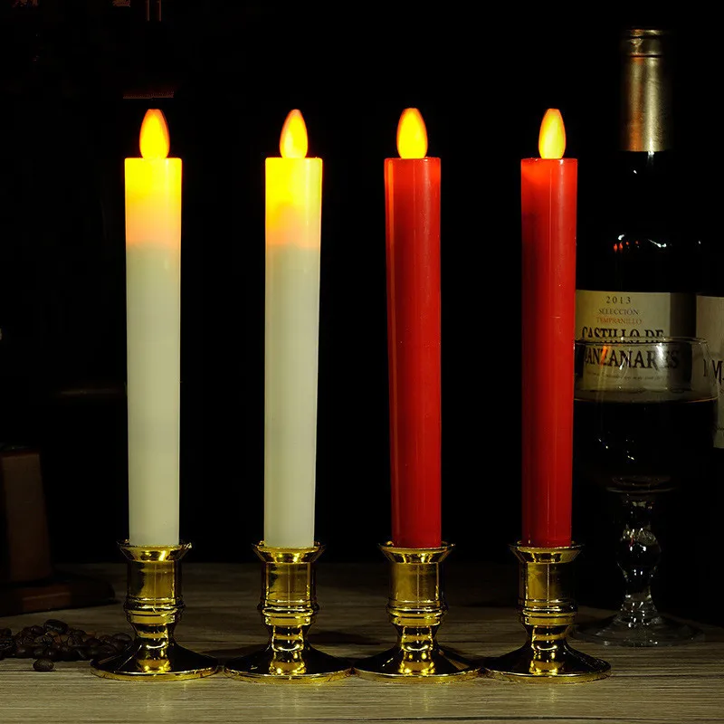 1 Pair LED Candle and Candlestick Tea Light Candles vela led Lamp