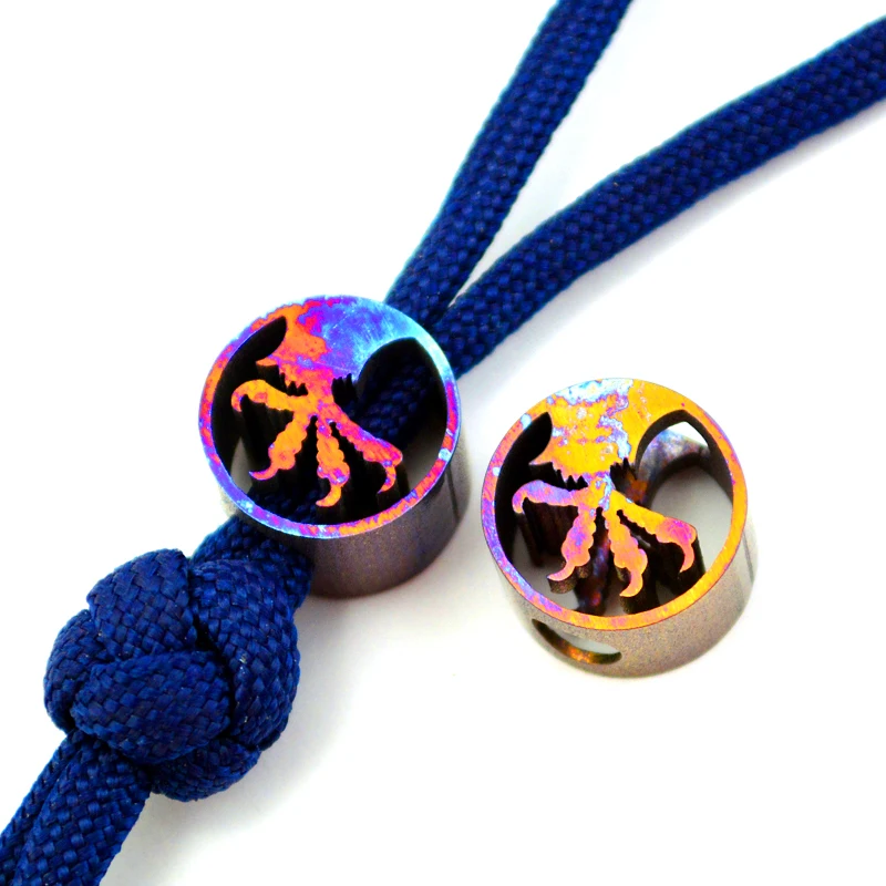 Eagle Claw Knife Beads Roasted Blue Titanium Pendant Rope Copper Knife