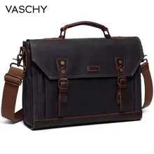 VASCHY портфель для мужчин, винтажная холщовая сумка-мессенджер, сумка для ноутбука, сумка на плечо, сумка для книг со съемным ремнем, портфель для мужчин