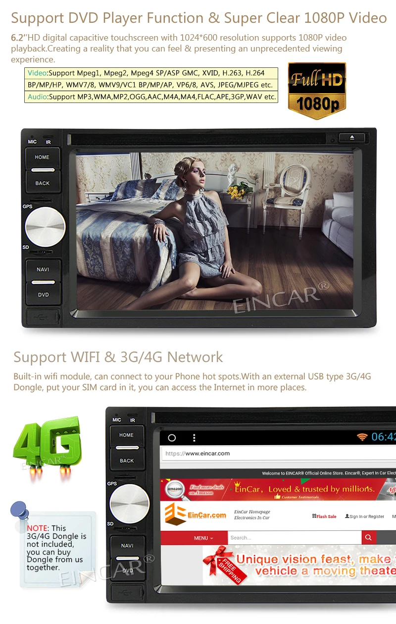 Discount Eincar 7 inch Car dvd Player Double 2 Din car PC Octa-core Car radio Stereo Android 7.1 GPS Navigation Head Unit support wifi 3G 5 Discount Eincar 7 inch Car dvd Player Double 2 Din car PC Octa-core Car radio Stereo Android 7.1 GPS Navigation Head Unit support wifi 3G 5