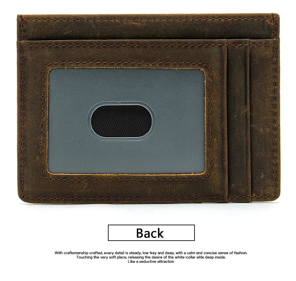 Card Holder Leather Genuine for Money Bag Mini Business Credit Card Holder Wallet Men Coin Purse Simple Cards Case 17