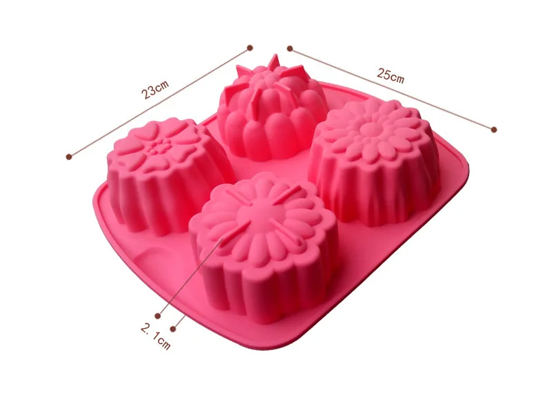 4 отверстия различных цветов силиконовые формы для середины осени луна торт Мыло Mold DIY выпечки Инструменты Пудинг Желе плесень