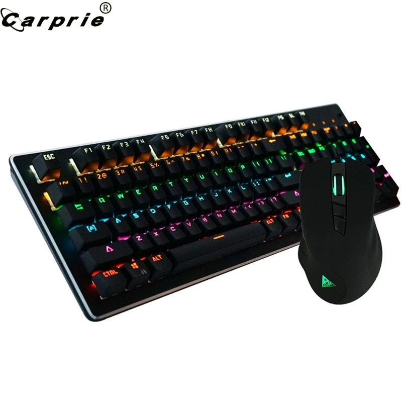 

CARPRIE 104 Keys Wired Keyboard Mechanical Backlight Keyboards With 7 Keys 5000DPI Wired Gaming Mouse Mice Combo Set 90523