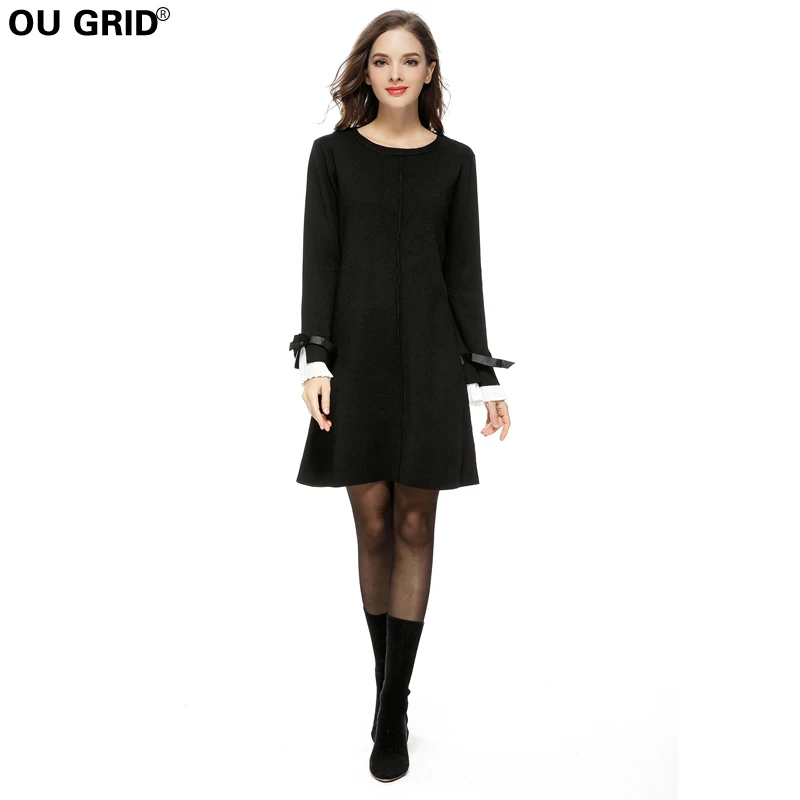 Женское трикотажное платье свитер с рукавом бабочкой|vestidos plus|knitted dresssweater dress |