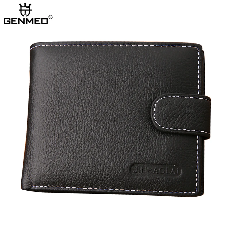 

Newest first layer cow leather business men wallets 3 fold short men's coin purse big space brand man clutch dollar bag pouch