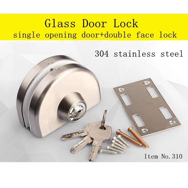 

10-12MM THICKNESS 304SS GLASS DOOR LOCK SUIT FOR SINGLE OPENING DOOR DOUBLE FACE LOCK