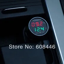 2 в 1 Автомобильный 12 В 24 в красный зеленый двойной светодиодный дисплей двойной цифровой вольтметр-термометр измеритель температуры