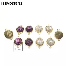 ¡Nueva llegada! 20x14mm 100 unids/lote, conectores de resina de aleación de Zinc para grietas, forma redonda, accesorios para pendientes, piezas para pendientes hechas a mano
