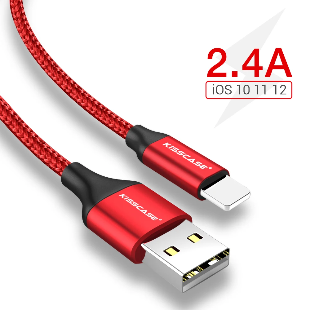 KISSSCASE 2,4 В usb type C кабель для мобильного телефона USB C кабель для быстрой зарядки type C кабель для iPhone микро, для мобильного телефона Кабели - Цвет: Red for iPHONE