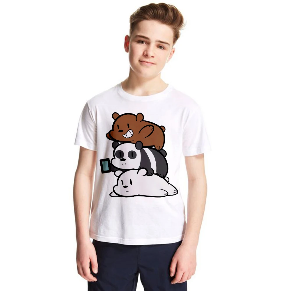 

Funny Panda Bear Bros Kids T Shirt Summer Short Sleeve Fashion Style Design Children T-shirt We Bare Bears Brothers Tops Tees
