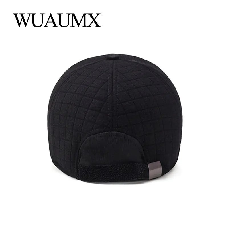 Wuaumx зима толстые Бейсбол Кепки Для мужчин Хлопок Snapback Кепки мужчин, отец Hat защита ушей шапка,бейсболка мужская зимняя,кепка зимняя мужская,кепка с ушами,бейсболка зимняя мужская тёплая,мужские теплые бейсболки