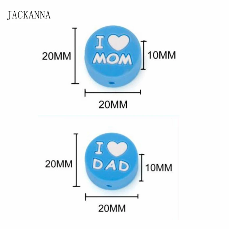 Силиконовые бусины I Love Dad Mom 20 мм зажимы для соски DIY украшения браслет аксессуары