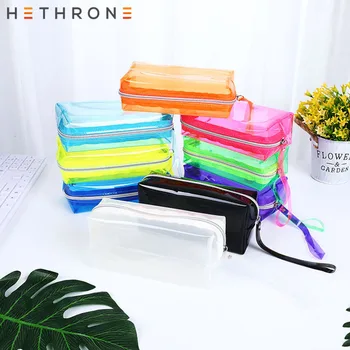 

Hethrone Transparent Pencil case Writing pouch case for school stationery Bag calligraphy Creative Candy Colors Pencil case