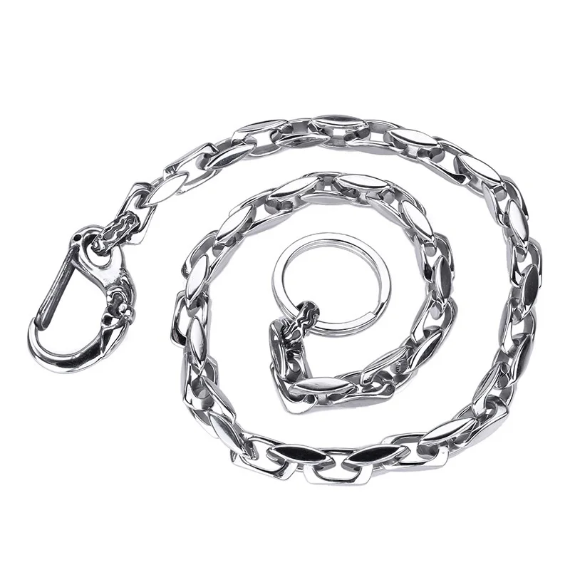 

Fashion men 's clothing with steel titanium trousers simple personality smooth stainless steel waist chain