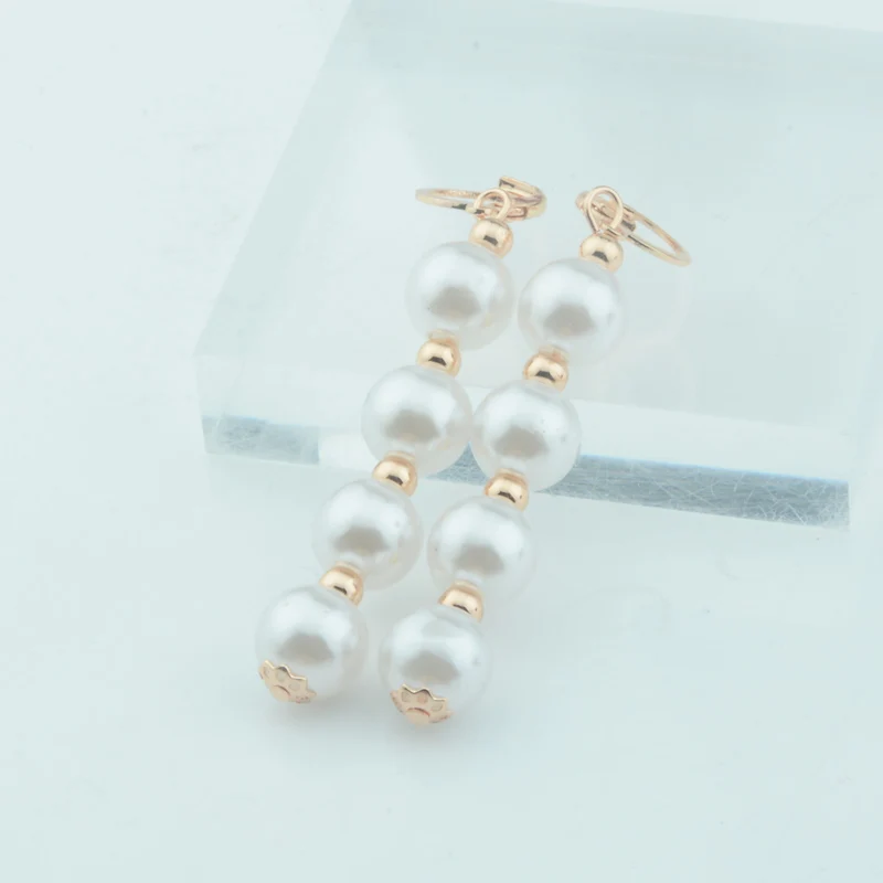 

Women 585 Rose Gold Color Simulated Pearl Drop Bead Earrings