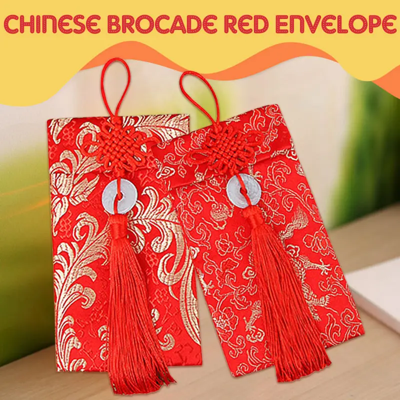 

Chinese Knot Dragon Phoenix Pattern Money Packets Brocade Red Envelopes Exquisite Spring Festival Best Wishes Wedding Wallet
