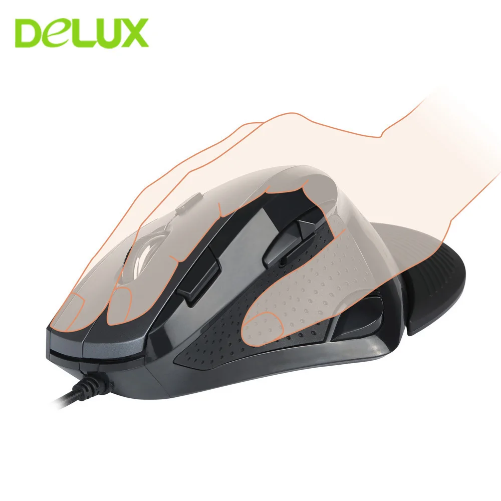buy Delux M910BU Ergonomic Vertical Mouse 9 Buttons 3200DPI Gaming Mause Gamer USB Optical Wired Computer Mice With Mouse Pad For PC