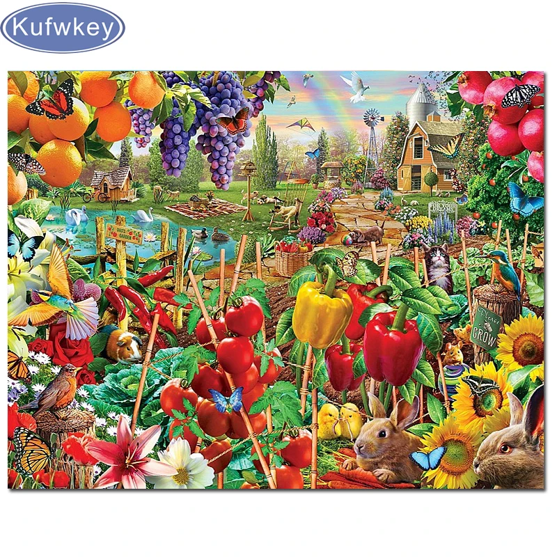 

Diamond Painting"A good harvest"Full Square round Diamond Embroidery Rhinestone Cross Stitch Diamond Mosaic Landscape Home Decor