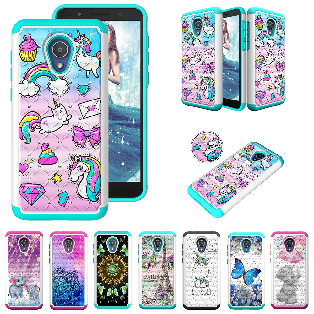

2 in 1 Glitter Diamond Soft Silicone Hybrid PC Phone Case For Alcatel 1X Evolve / Alcatel TCL LX / Alcatel IdealXtra 2018 cover