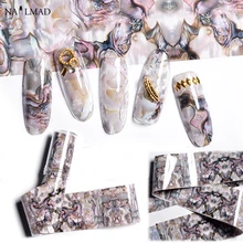 1 рулон 4*100 см в виде раковины из водяного мрамора, фольга для ногтей, белая геодная пленка для дизайна ногтей, переводные наклейки из фольги, бумажные наклейки для ногтей