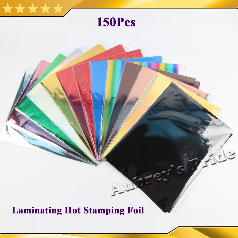 

Free Shipping 150 Sheets A4 Size 210x300mm Hot Stamping Foil Paper Laminator Laminating Transfere on Elegance Cards