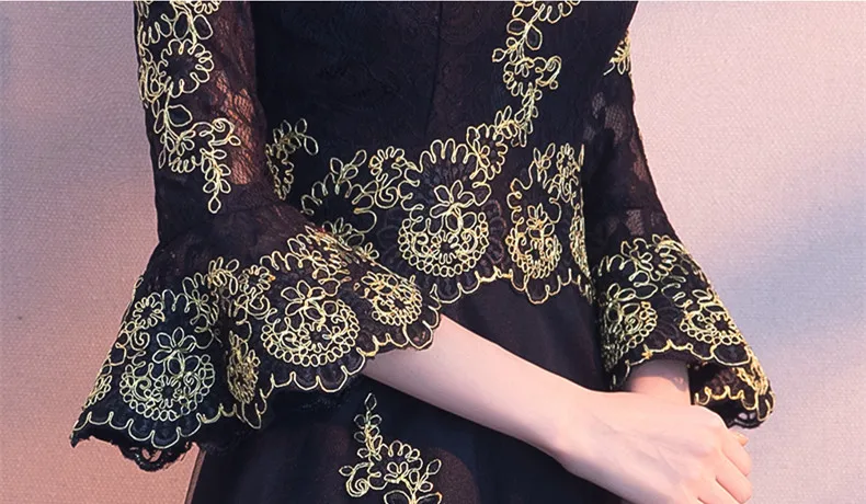 JaneVini арабские черные длинные платья для крестной Матери платья для матери невесты с золотистые кружевные аппликации вечернее Формальное платье для женщин