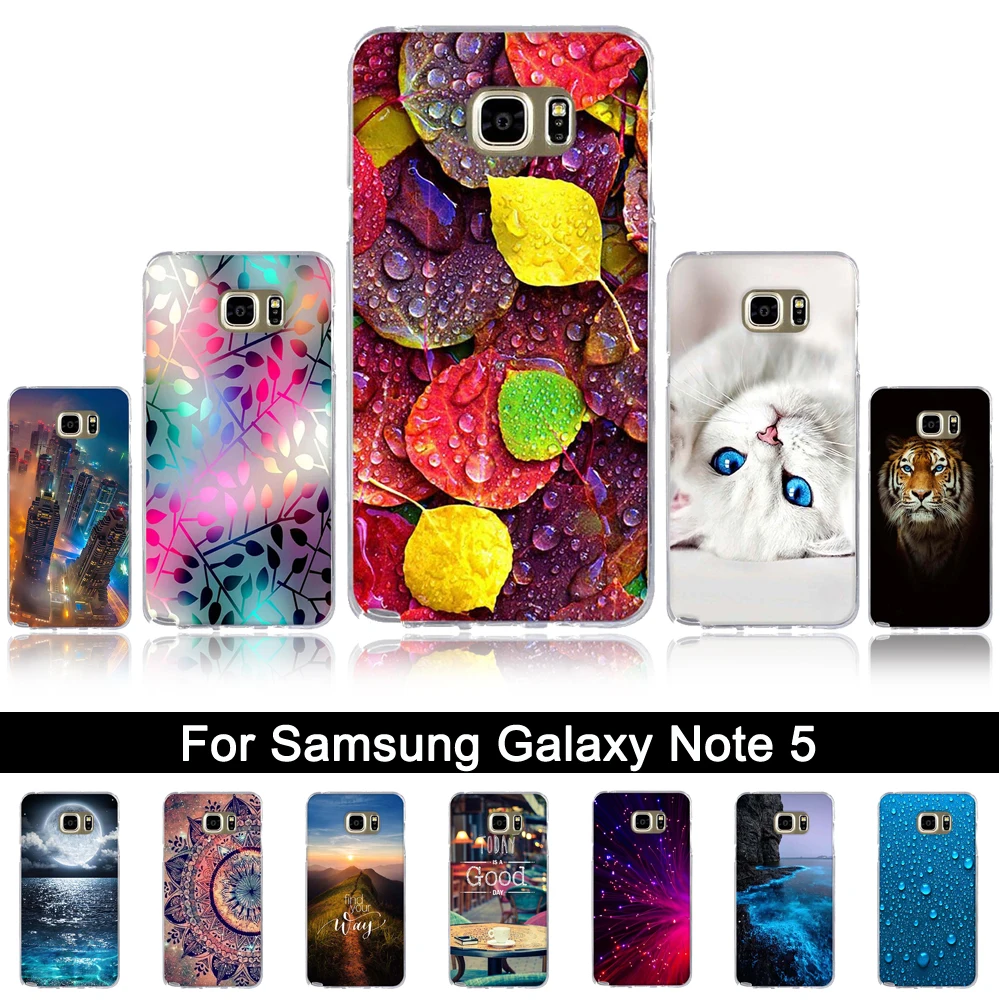 Чехол из ТПУ для Samsung Galaxy Note 5 мягкий силиконовый чехол с принтом Note5 N9200 задней