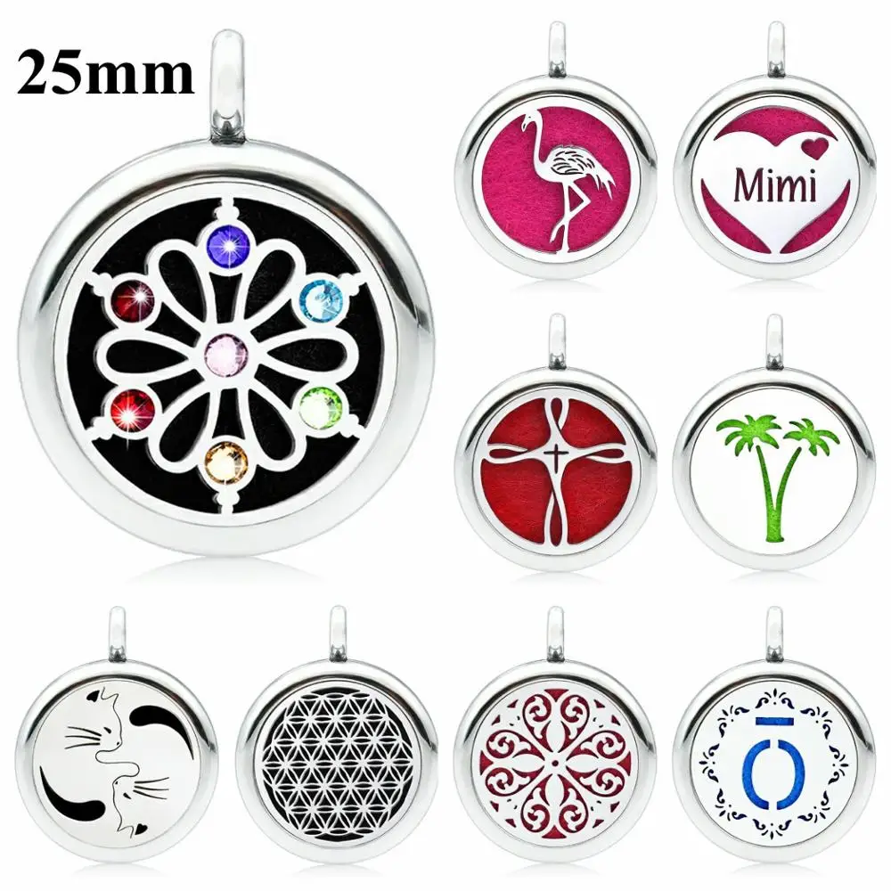 

New Magnetic Perfume lockets 25mm aromatherapy locket pendant essential oil diffuser locket fit for necklace 5pcs pads