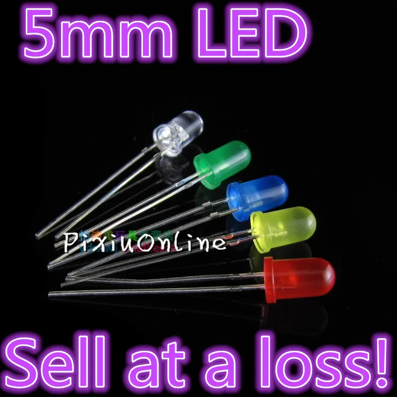 20pcs/lot 5MM LED YL289B  Diode Colored Diodes Kit Mixed Color Red Green Yellow Blue White  5 Color  Colourful  Sell Loss