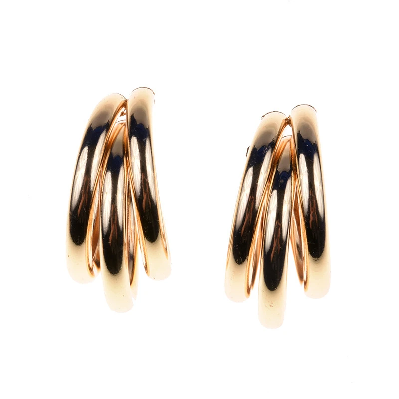 

H:HYDE Hyperbole Women Hoop Earrings Geometric Brand Earrings 3 Layers Female Ladies Twist Big Round Ear Hoop Statement Jewelry