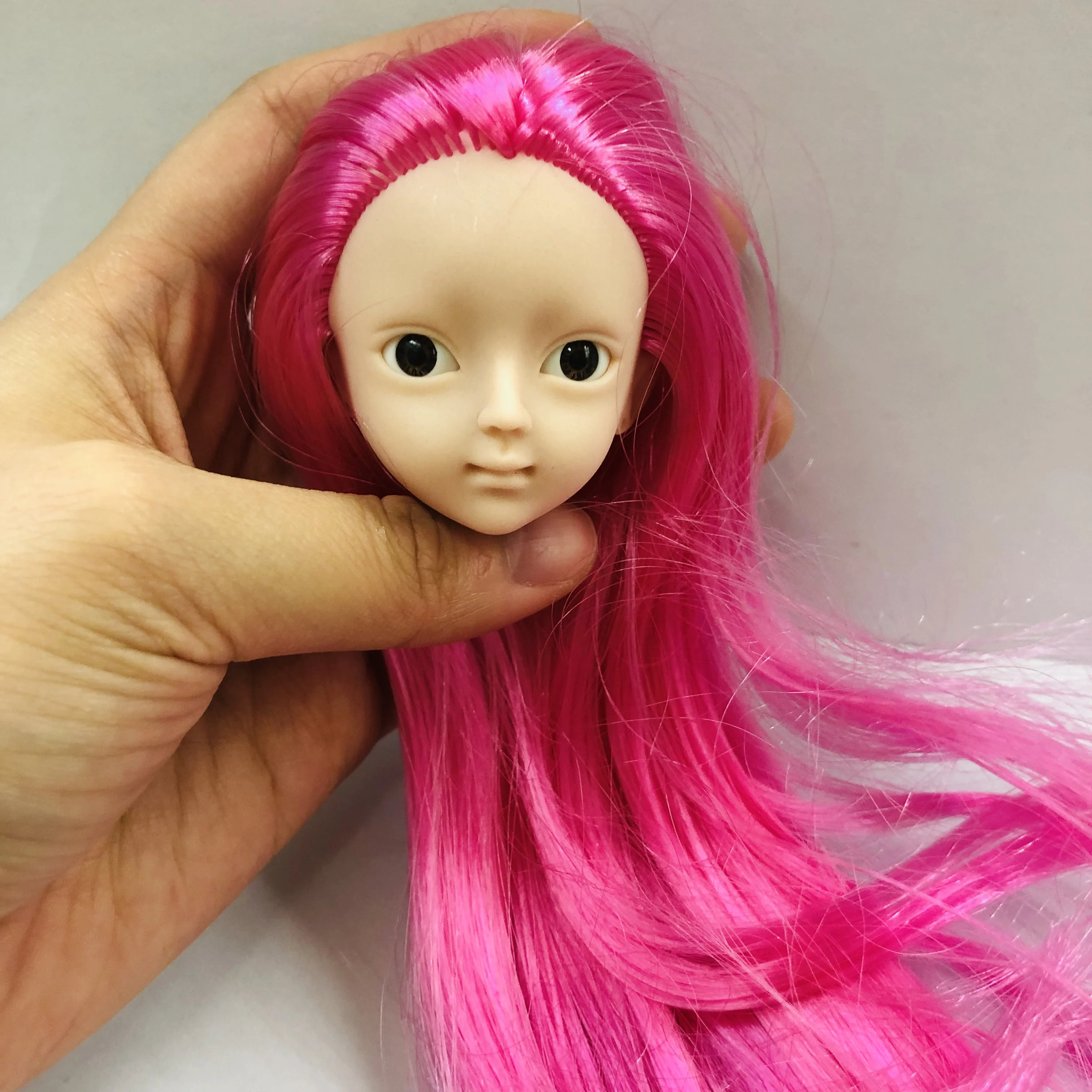 Новая модная голова куклы с иностранными девочками, черные волосы, без макияжа, круглое лицо, DIY аксессуары для больших Больших Глаз, голова кукольный подарок для девочек