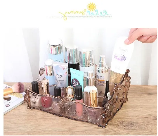  Plastic make-up storageEuropean-style transparent multi - grid cosmetics storage box desktop plasti