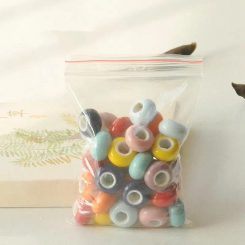 

SEA MEW 10 PCS 15.5mm*8.5mm Flat Round Ceramic Beads DIY Porcelain Beads 6mm Hole Spacer Beads For Jewelry Making