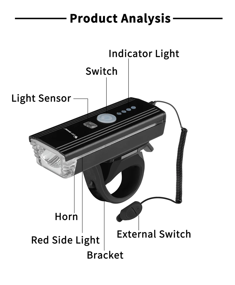 Discount 4000mAh Smart Induction Bicycle Front Light Set USB Rechargeable 800 Lumen LED Bike Light with Horn Bike Lamp Cycling FlashLight 23