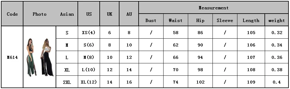 SIZE TABLE