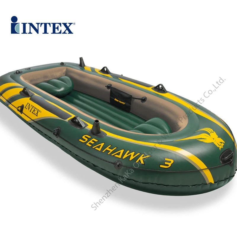 Intex seahawk надувная лодка для рыбалки на 3 человека, ПВХ, 295*137*43 см, лодка с алюминиевым веслом, ручной насос, Бостонский клапан, держатель стержня A06006