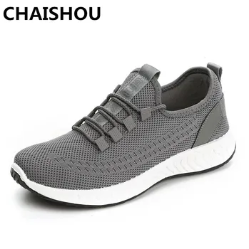 

CHAISHOU 2019 New Men Sneakers Male Shoes Adult Black Gray High Quality Comfortable Non-slip Soft Mesh Men Shoes B-262