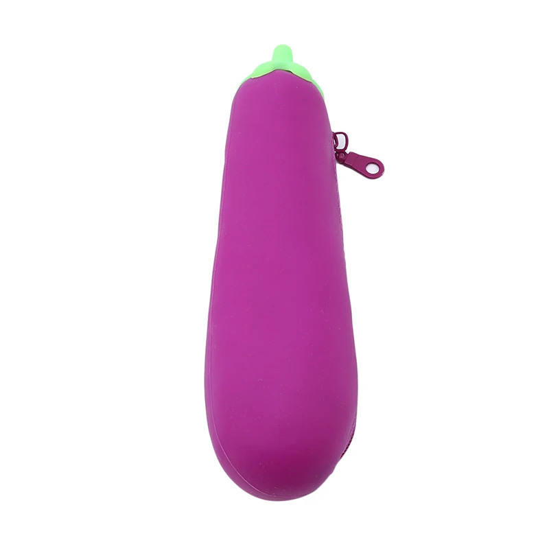1 шт. модный силиконовый школьный пенал для карандашей, чехол для ручек для девочек, подарок для детей, канцелярские принадлежности, растительная форма, сумка для хранения, новинка, горох - Цвет: Eggplant dark purple
