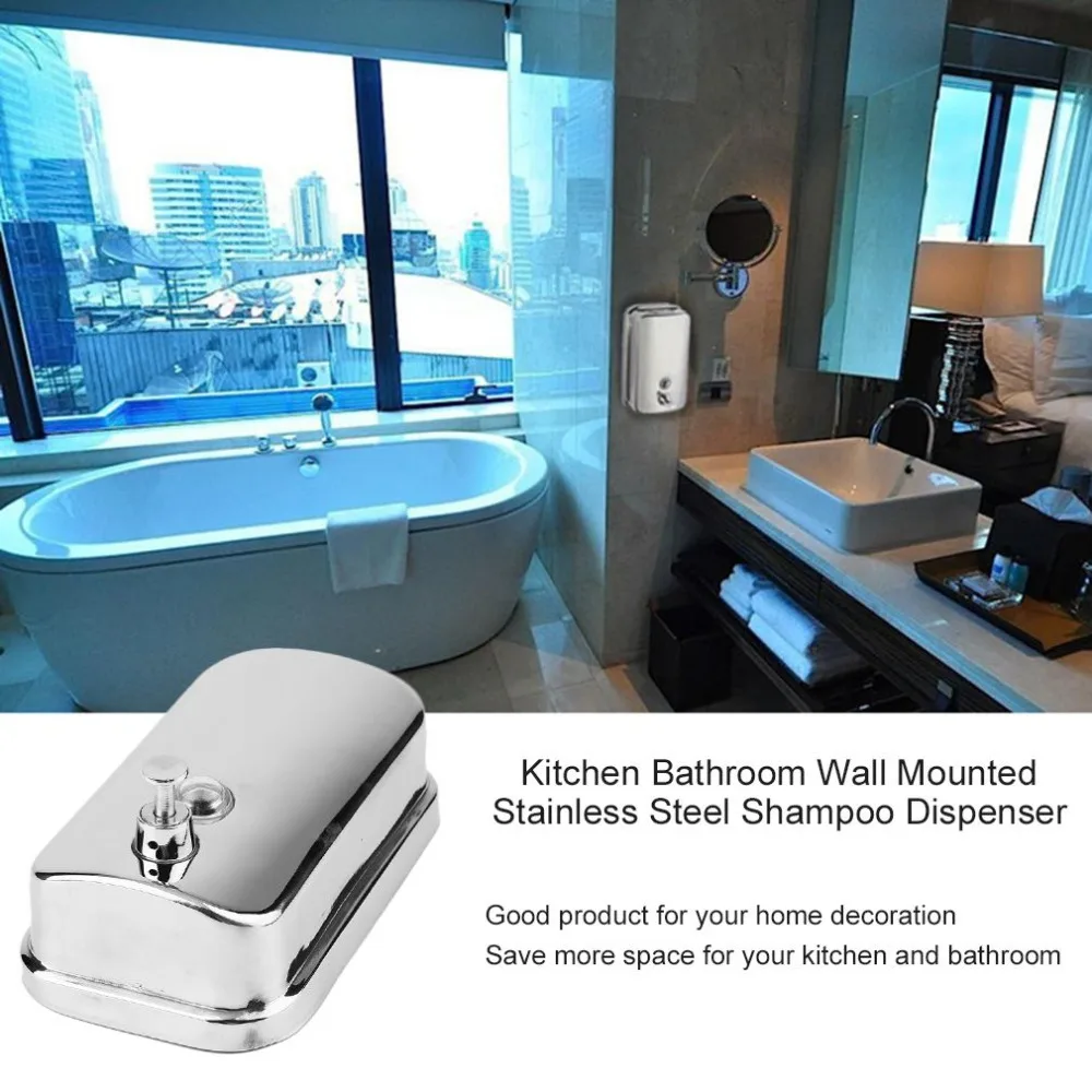500/800/1000ML Bathroom Wall Mounted Stainless Steel Liquid Soap Dispenser Hand Shampoo Pump Sanitizer Shower Lotion Dispenser